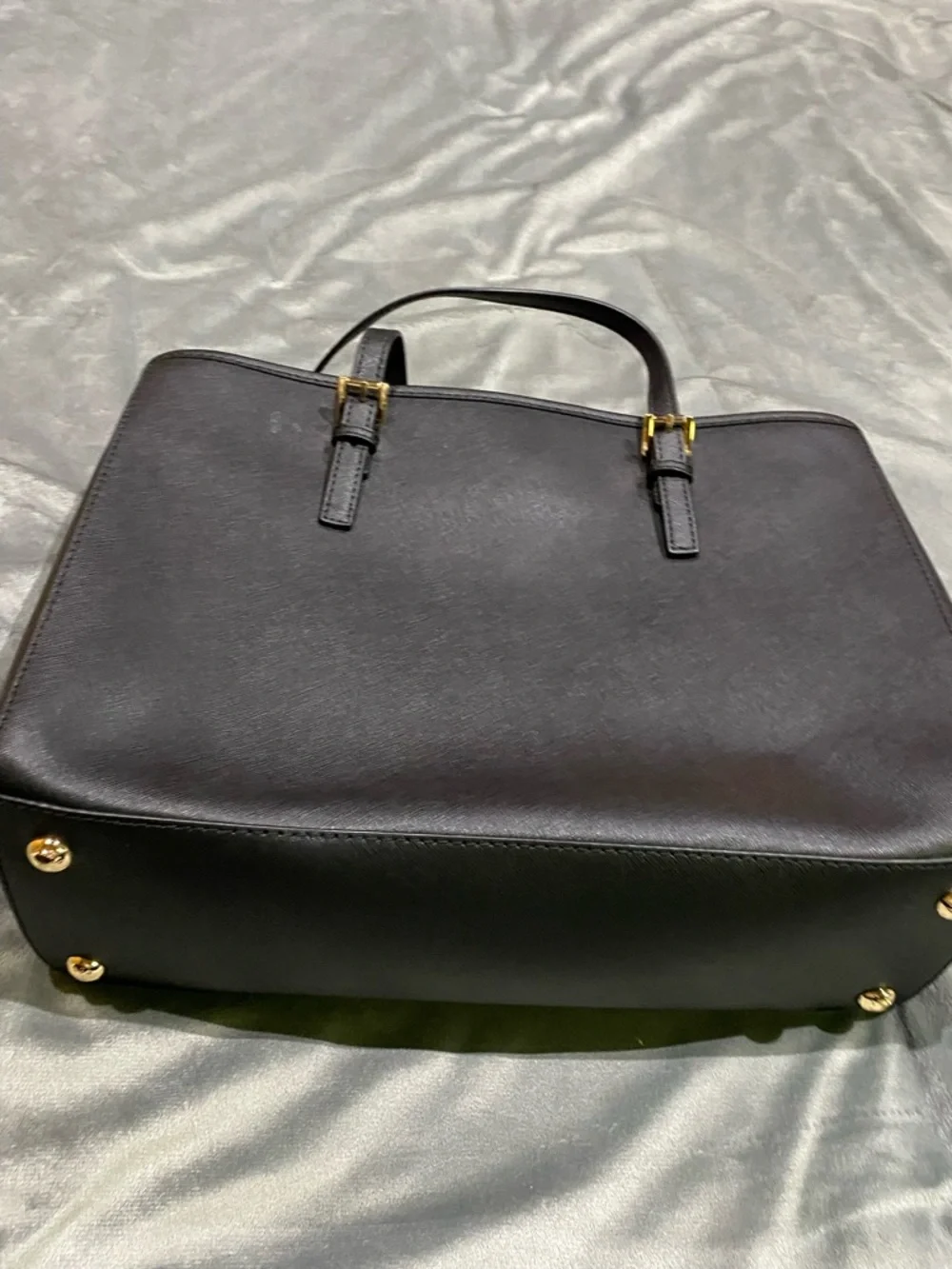 Michael Kors Black Leather Tote with Gold Hardware - Picture 7 of 13